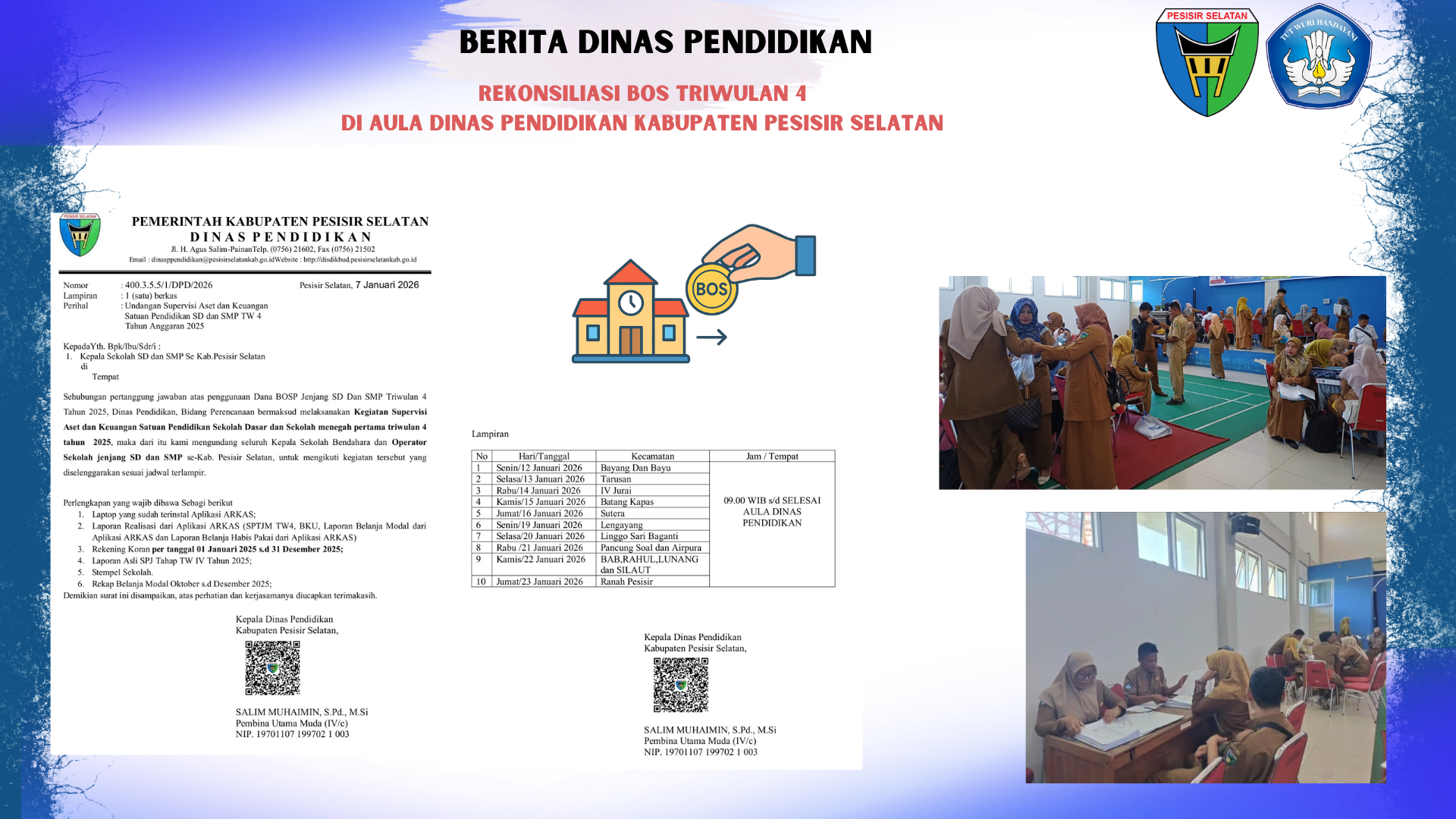 Dinas Pendidikan Kabupaten Pesisir Selatan Laksanakan Rekonsiliasi Dana BOS Triwulan IV Tahun 2025