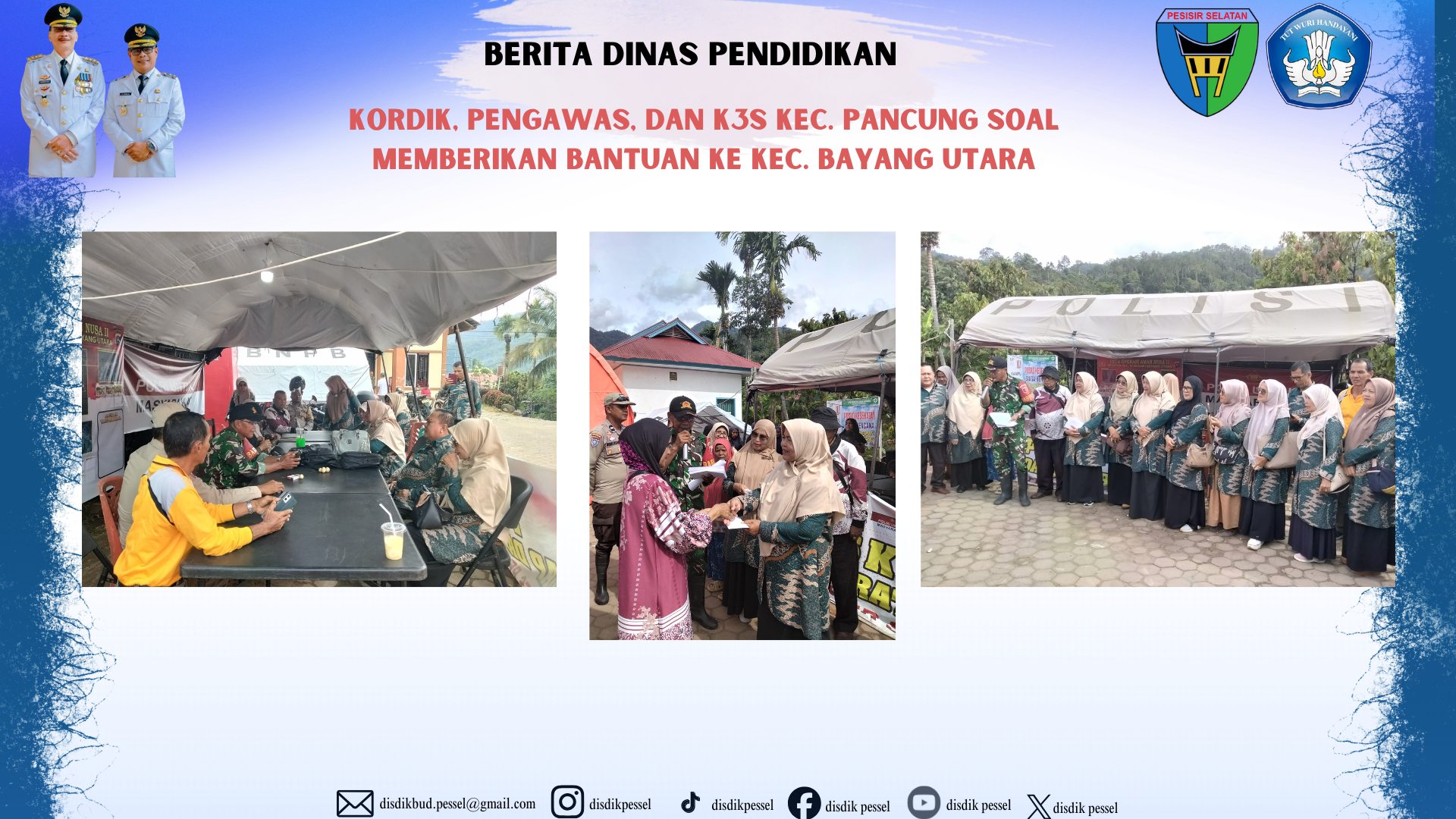Jajaran Dinas Pendidikan di Kecamatan Pancung Soal Salurkan Bantuan untuk Warga Terdampak Bencana