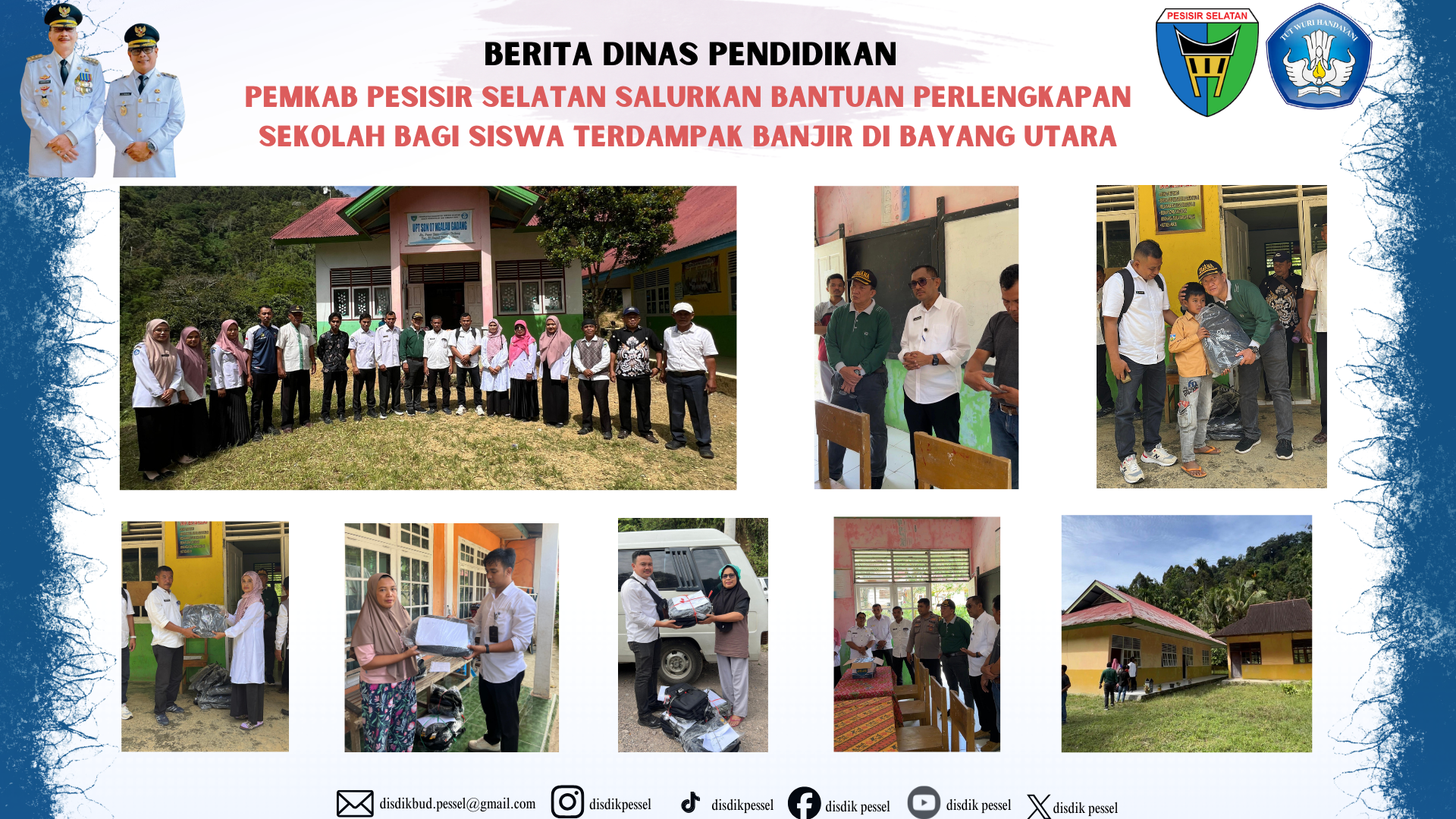 Pemkab Pessel Salurkan Bantuan Perlengkapan Sekolah bagi Siswa Terdampak Banjir di Bayang Utara