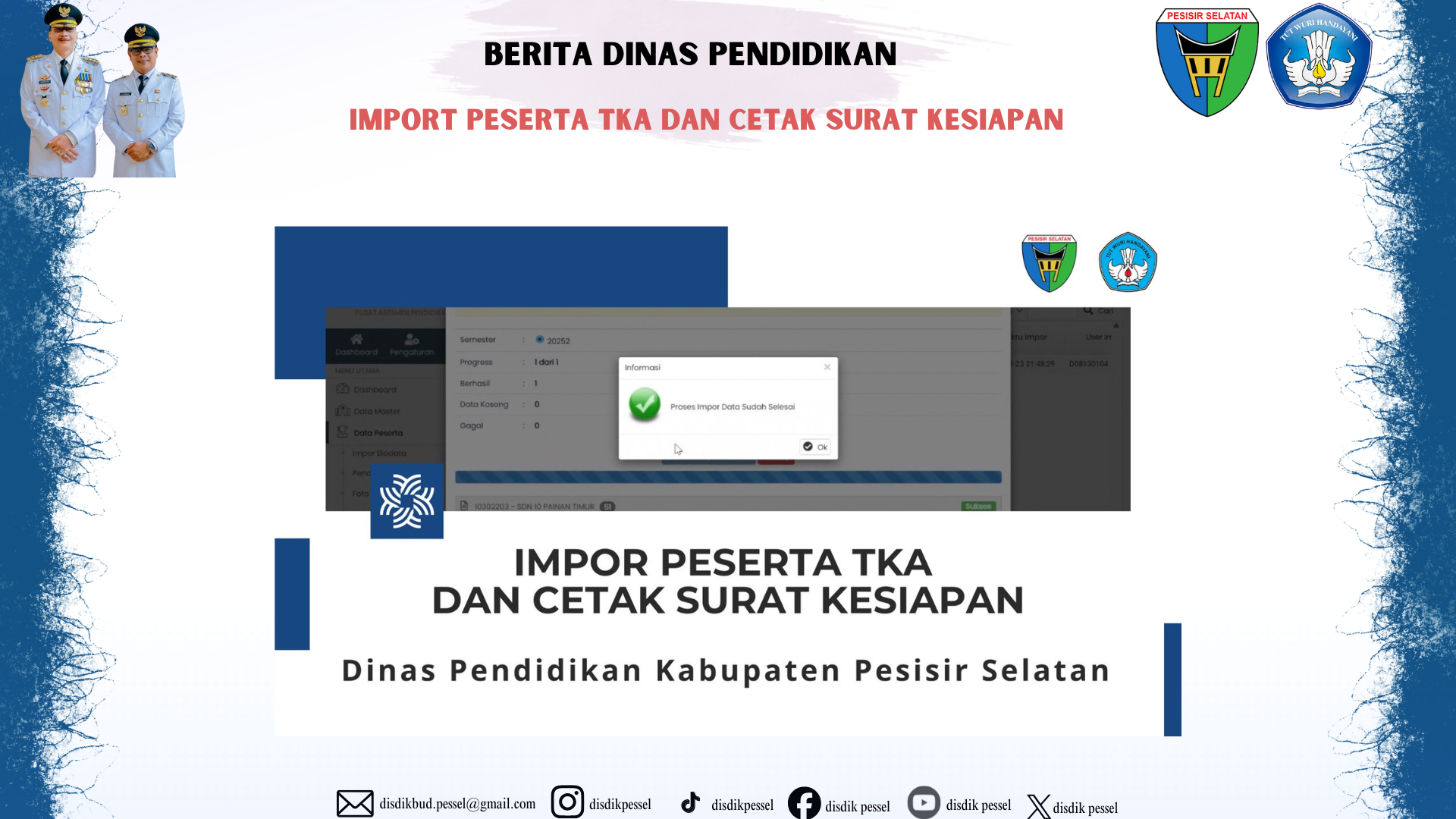 Dinas Pendidikan Sosialisasikan Impor Biodata dan Kesiapan TKA bagi Peserta Kelas Akhir