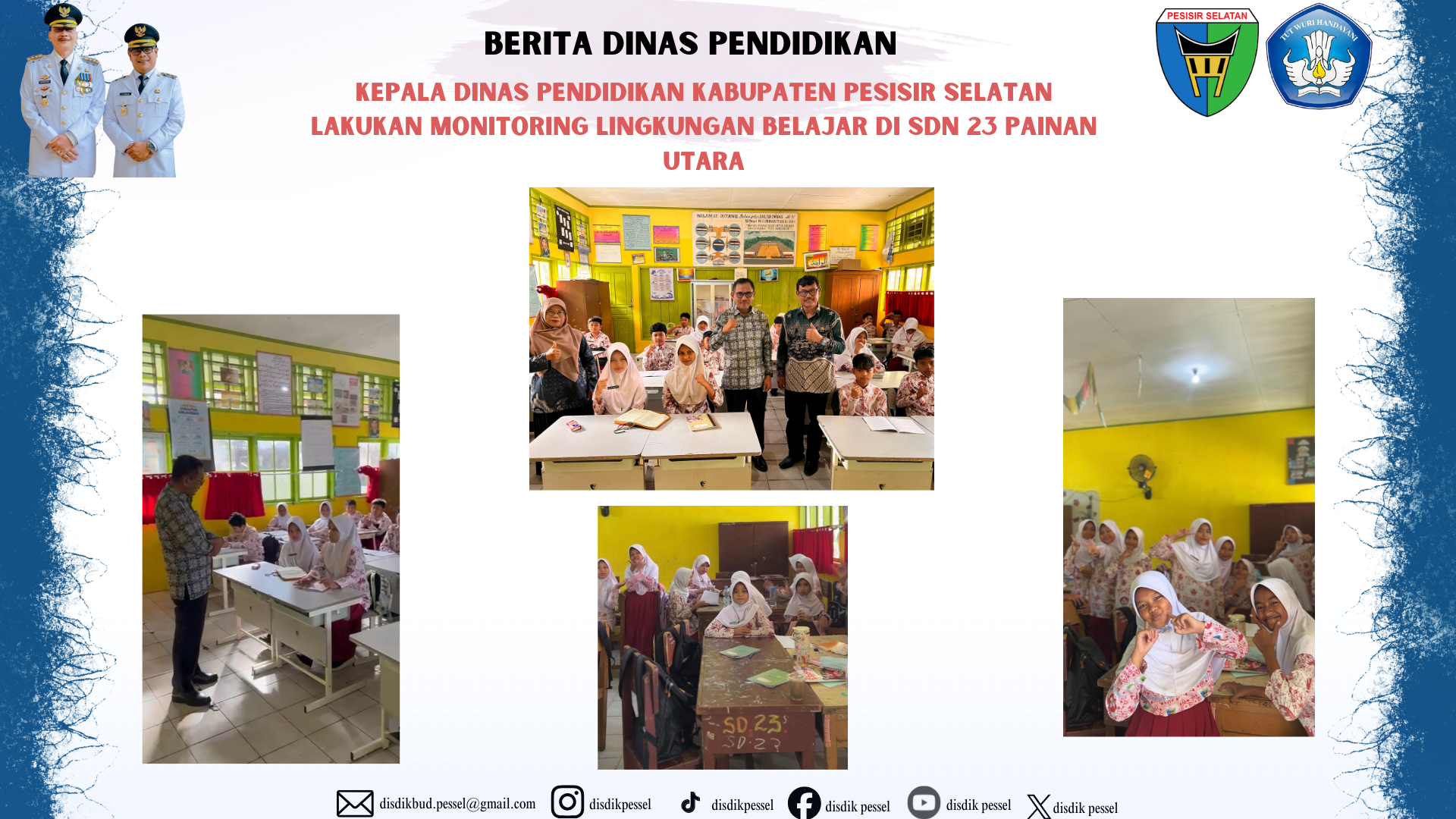 Kepala Dinas Pendidikan Kab Pessel Lakukan Monitoring Lingkungan Belajar di SDN 23 Painan Utara