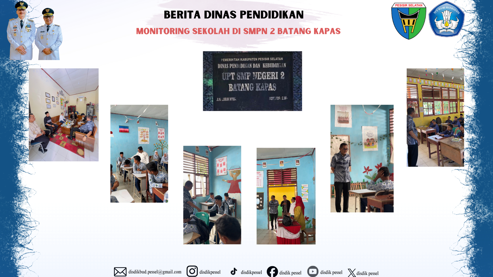 Kepala Dinas Pendidikan Pesisir Selatan Monitoring Proses Belajar Mengajar di SMPN 2 Batang Kapas