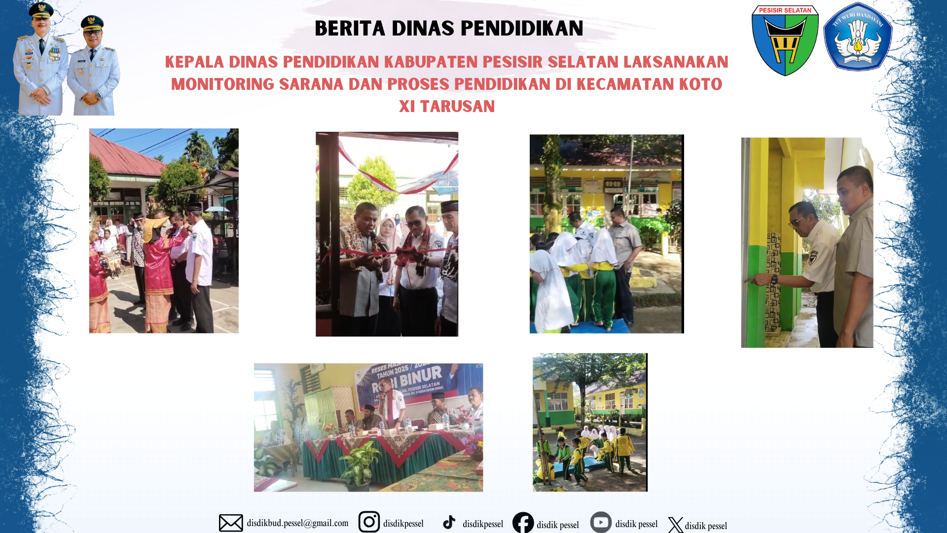 Kepala Dinas Pendidikan Kab. Pessel Monitoring Sarana dan Proses Pendidikan di Kec. Koto XI Tarusan