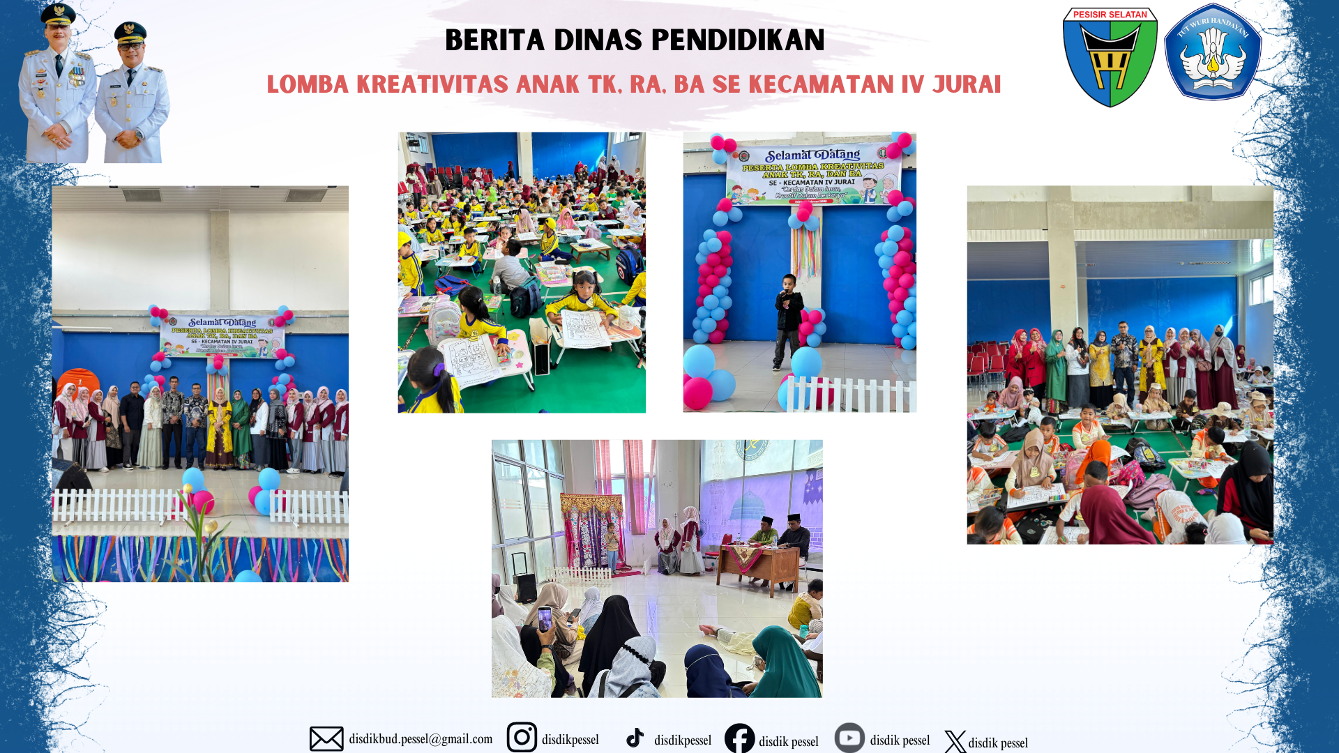 Dinas Pendidikan Kabupaten Pesisir Selatan Gelar Lomba Kreativitas TK, RA, dan BA se-Kec.  IV Jurai