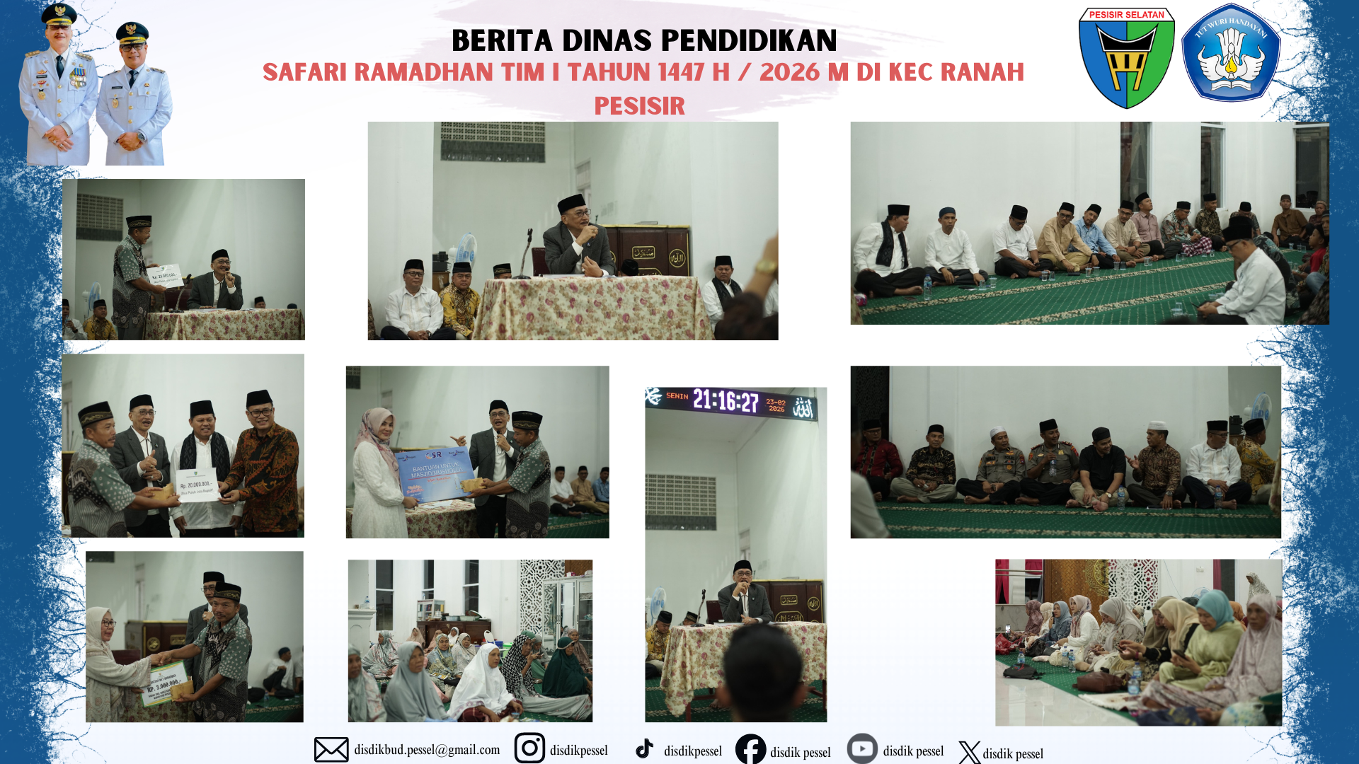 Kepala Dinas Pendidikan Dampingi Bupati dalam Safari Ramadhan Tim I di Ranah Pesisir