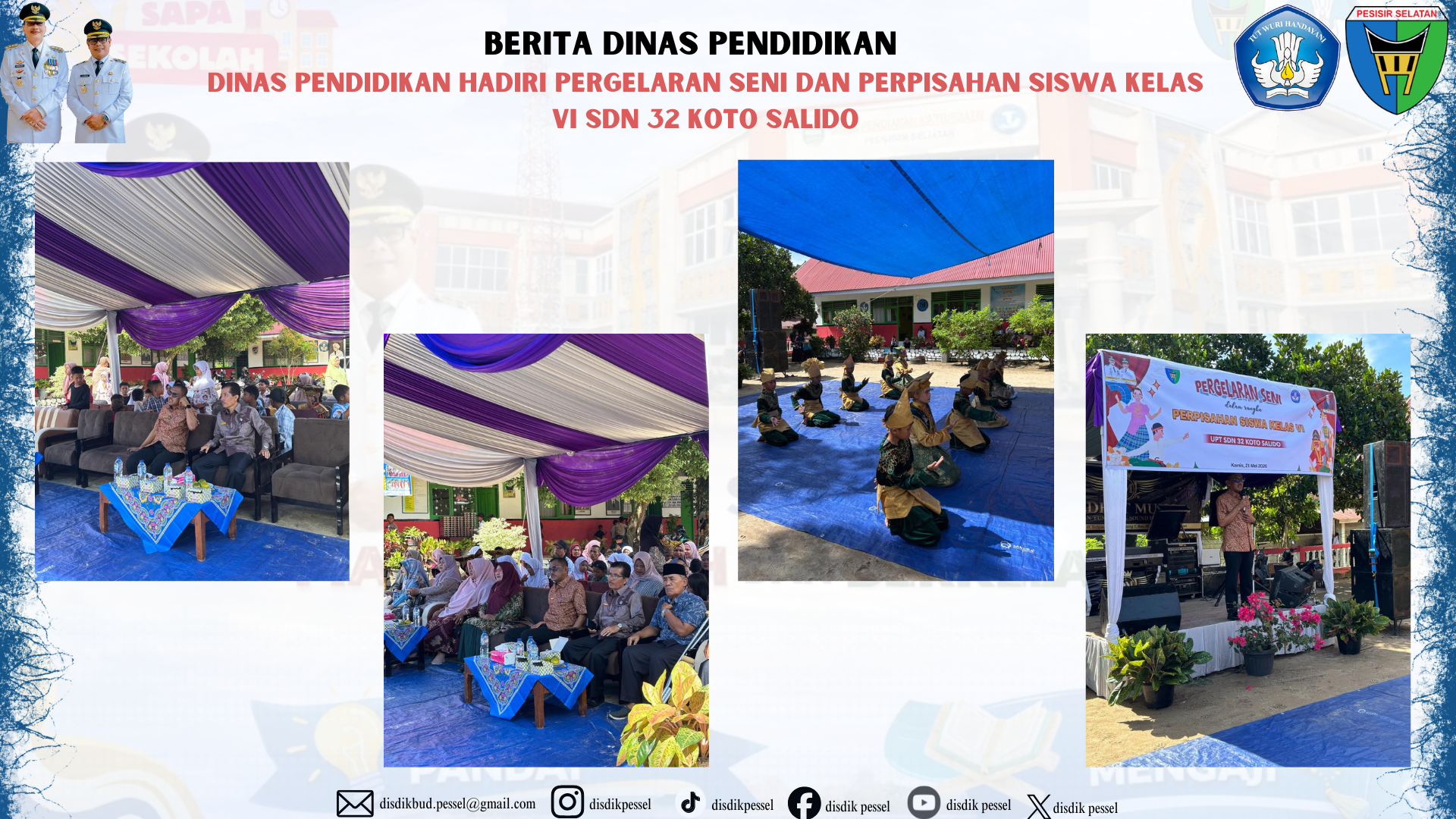 Dinas Pendidikan Hadiri Pergelaran Seni dan Perpisahan Siswa Kelas VI SDN 32 Koto Salido